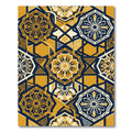 Geometric Navy and Golden Floral Medallion Rug