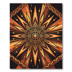 Radiant Amber Geometric Sun Star Rug