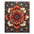 Ornate Red Floral Mandala Rug