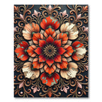 Ornate Red Floral Mandala Rug