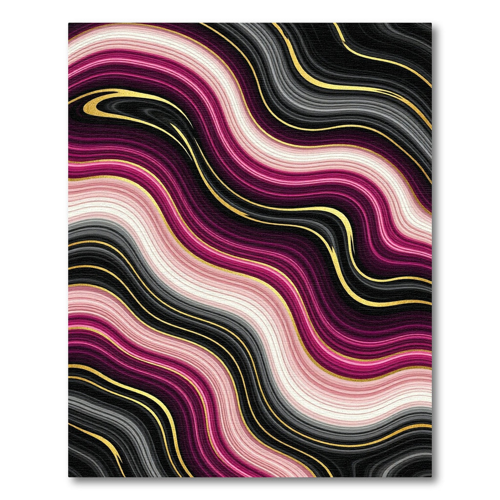 Fuchsia Pink Gold Agate Waves Rug