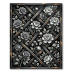 Monochrome Rose Lattice Floral Rug
