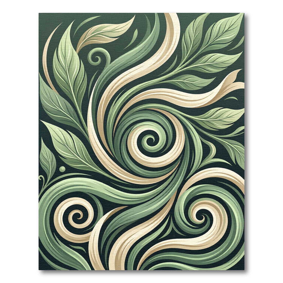 Sage Green Swirling Floral Botanical Rug