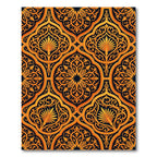 Golden Black Ornate Floral Arabesque Rug