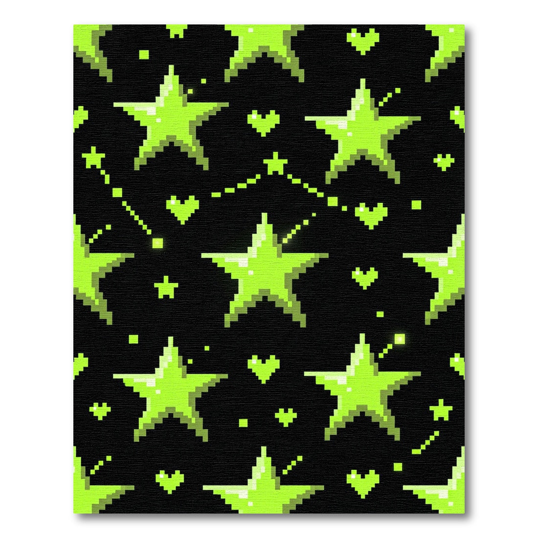Neon Green Pixel Star Galaxy Rug
