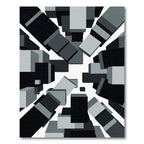 Monochrome Abstract Geometric Cubic Composition Rug