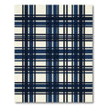 Navy Blue Cream Plaid Checked Rug
