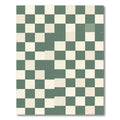 Sage Green and Cream Checkerboard Grid Rug