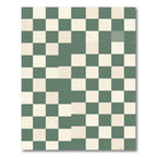 Sage Green and Cream Checkerboard Grid Rug