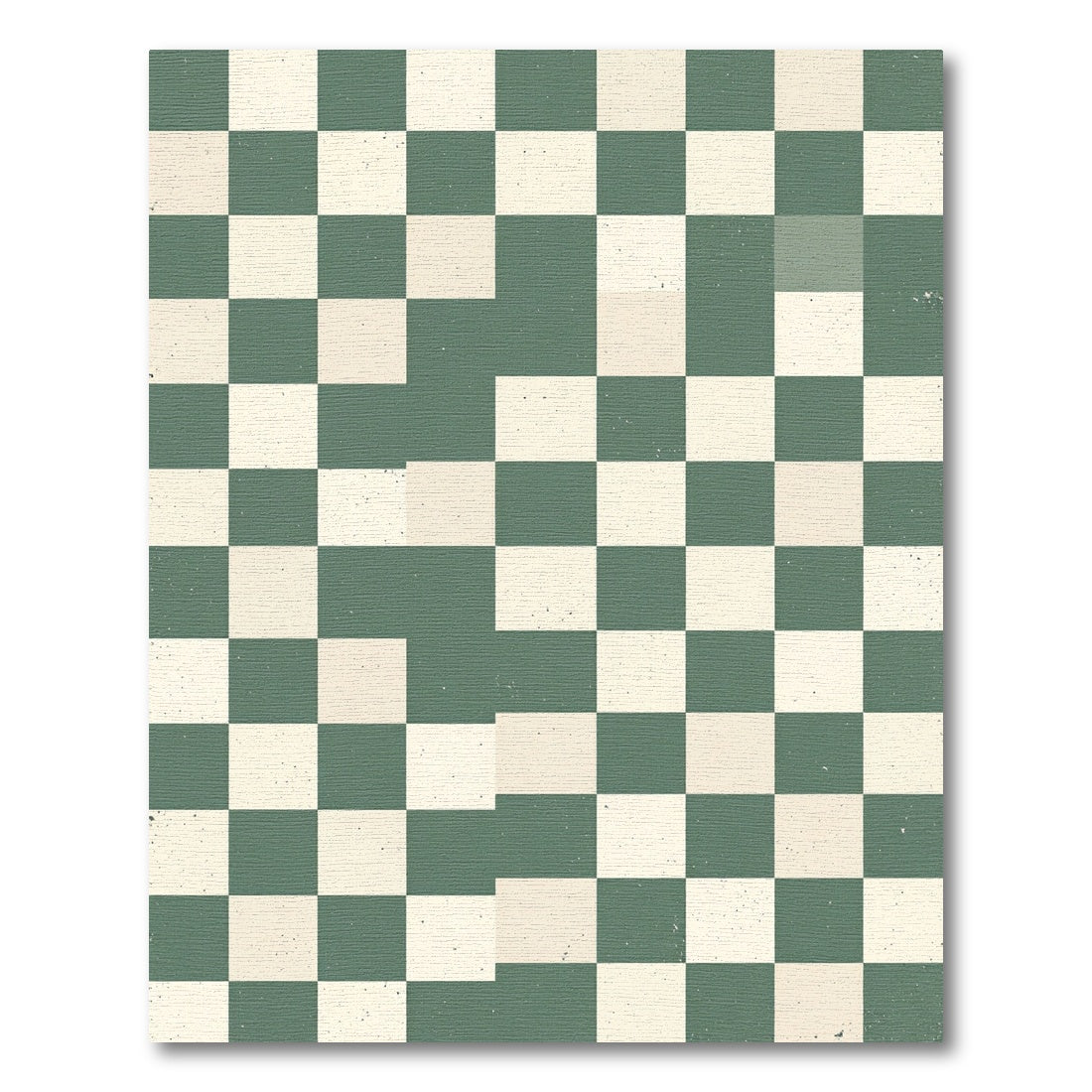 Sage Green and Cream Checkerboard Grid Rug