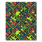 Colorful Geometric Puzzle Floral Medallion Rug
