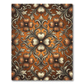 Ornate Amber Copper Floral Scrollmedallion Rug
