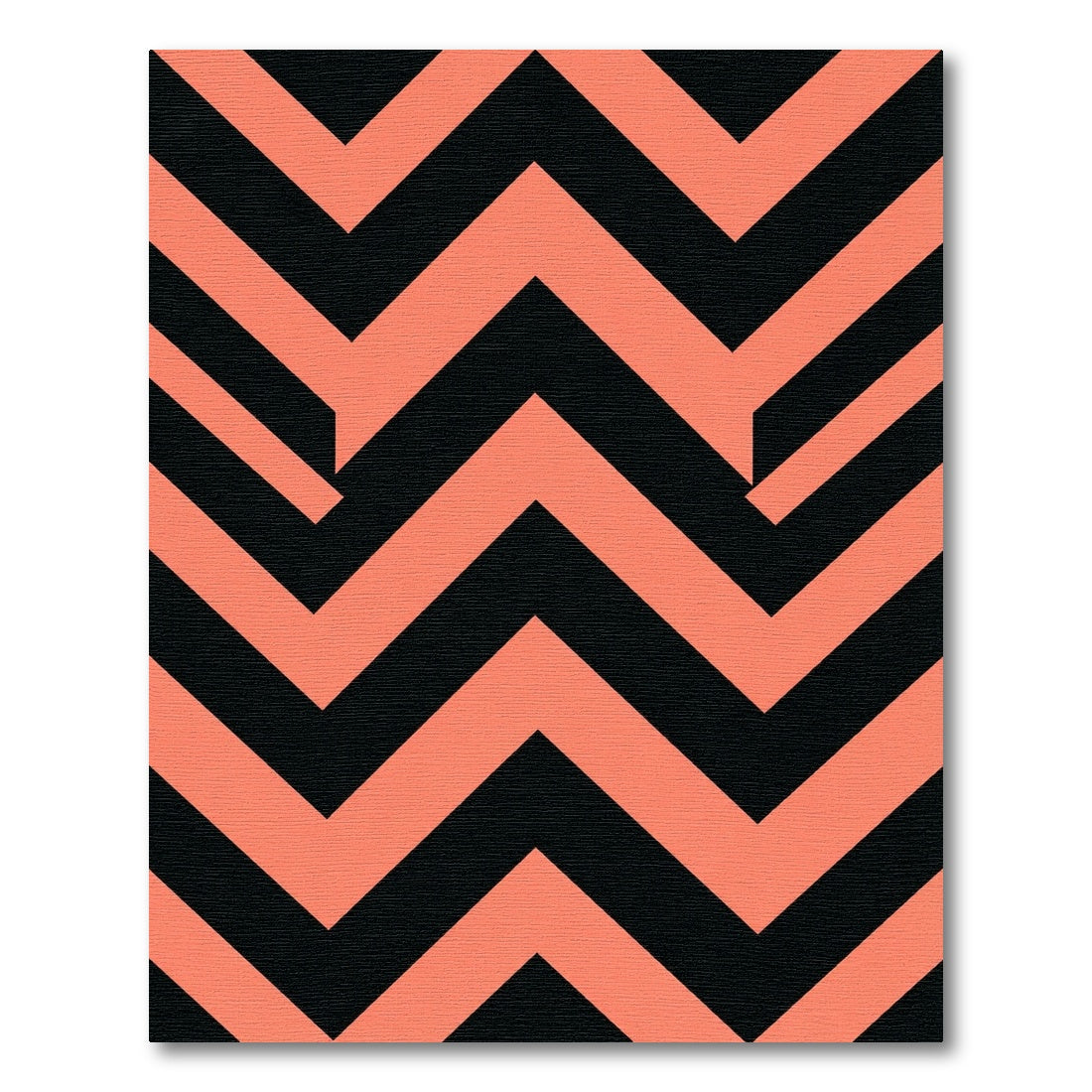 Bold Salmon and Black Geometric Chevron Rug
