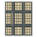 Dark Gray Window Pane Illustration Rug