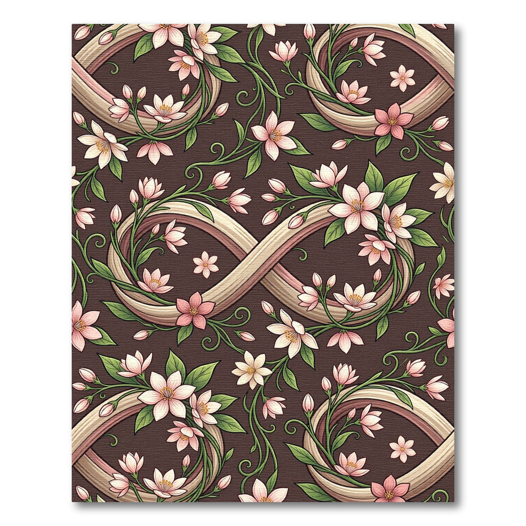 Elegant Infinity Blossom Espresso Floral Rug