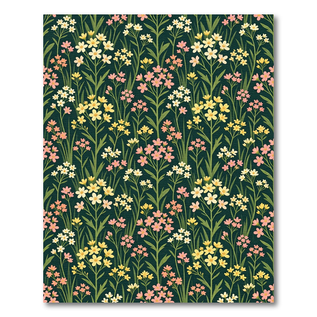 Dark Forest Botanical Meadow Floral Rug