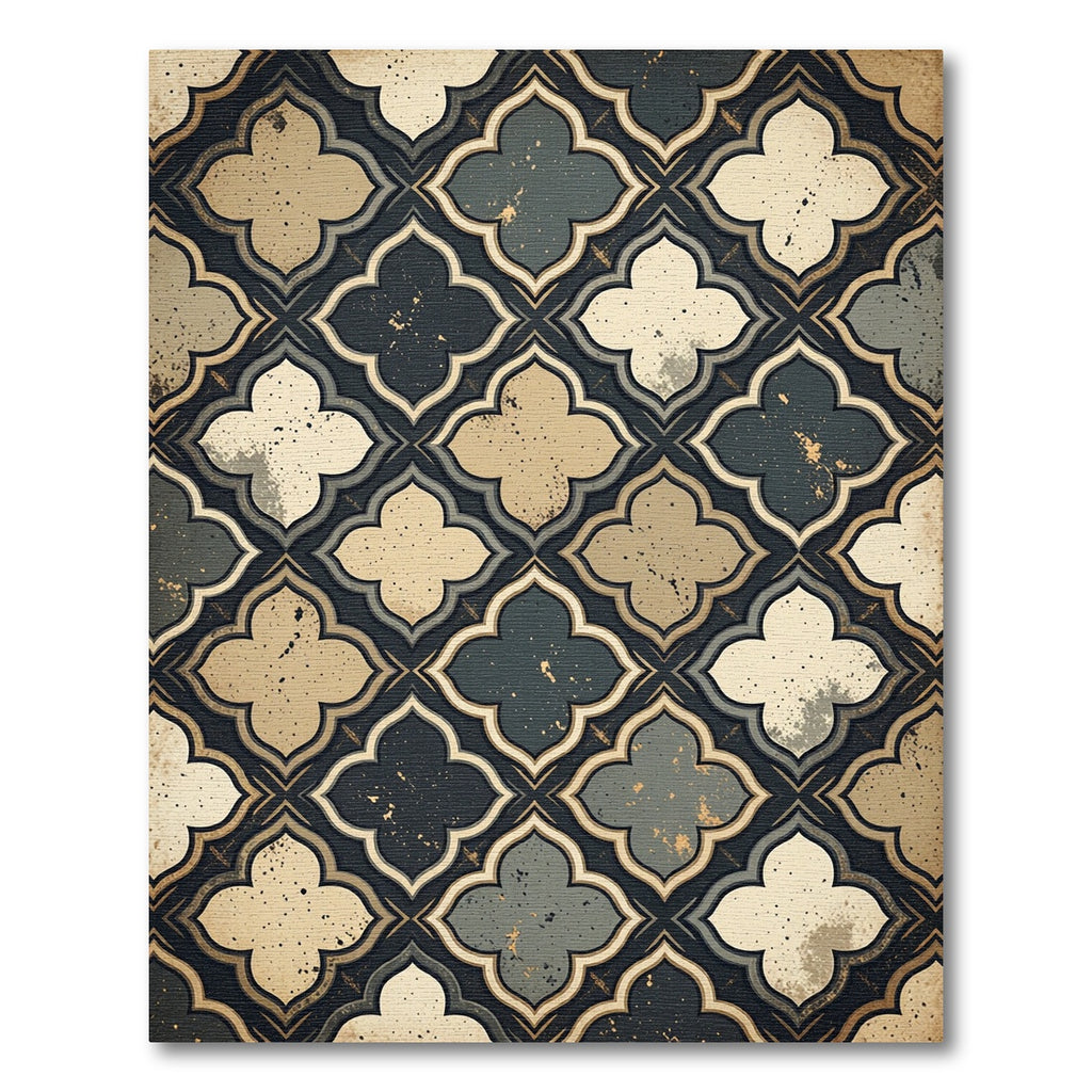 Ornate Quatrefoil Khaki Gray Rug