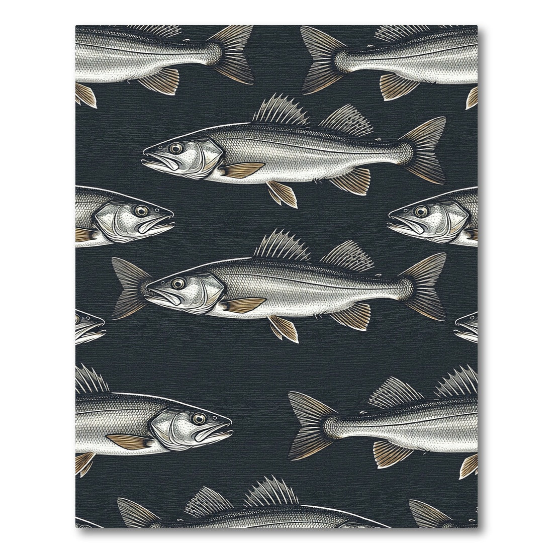 Minimalist Graphite Gray Deep Sea Fish Rug