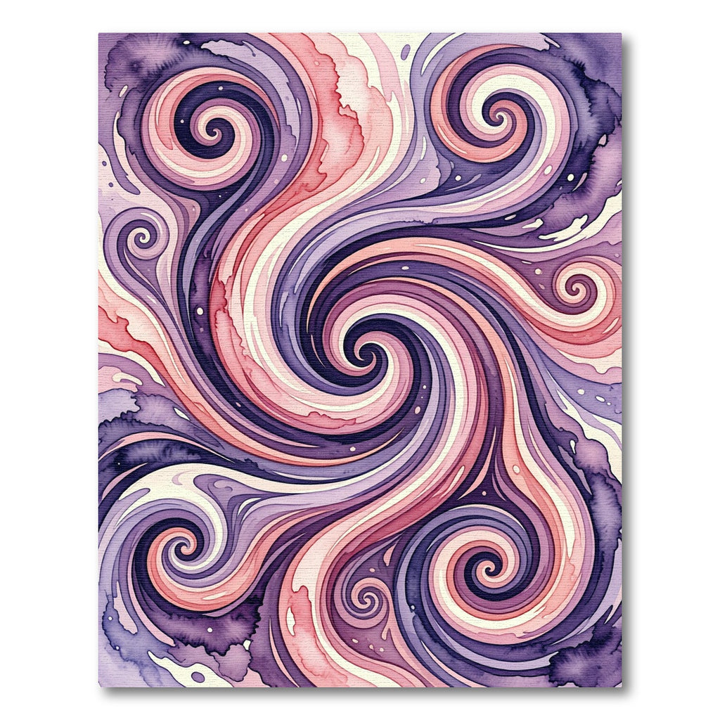 Abstract Lavender and Coral Swirls Rug