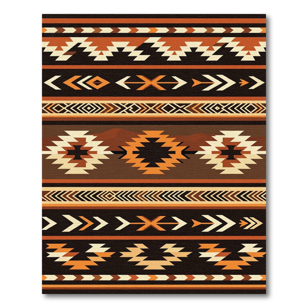 Earthy Orange Geometric Navajo Rug