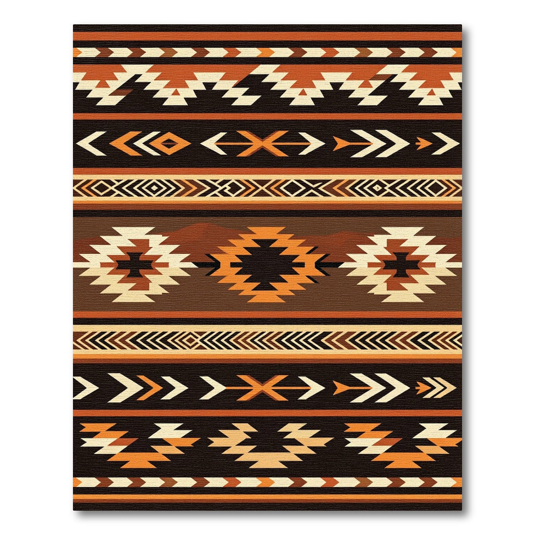 Earthy Orange Geometric Navajo Rug