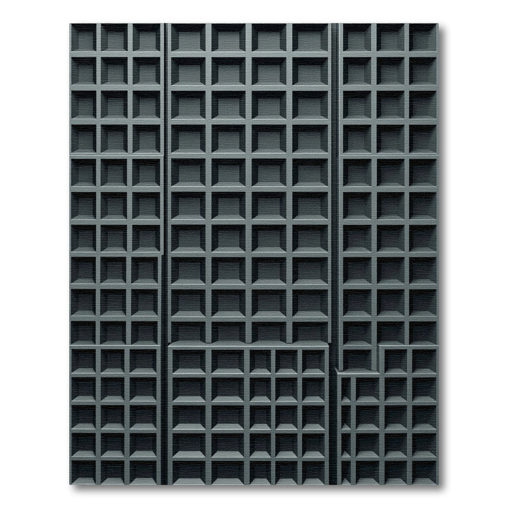 Minimalist Charcoal Matte Grid Sculptural Rug