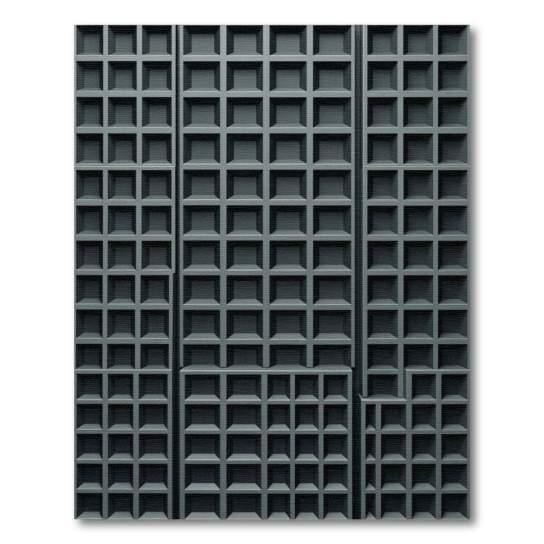 Minimalist Charcoal Matte Grid Sculptural Rug