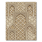 Elegant Beige Arched Lattice Geometric Art Rug