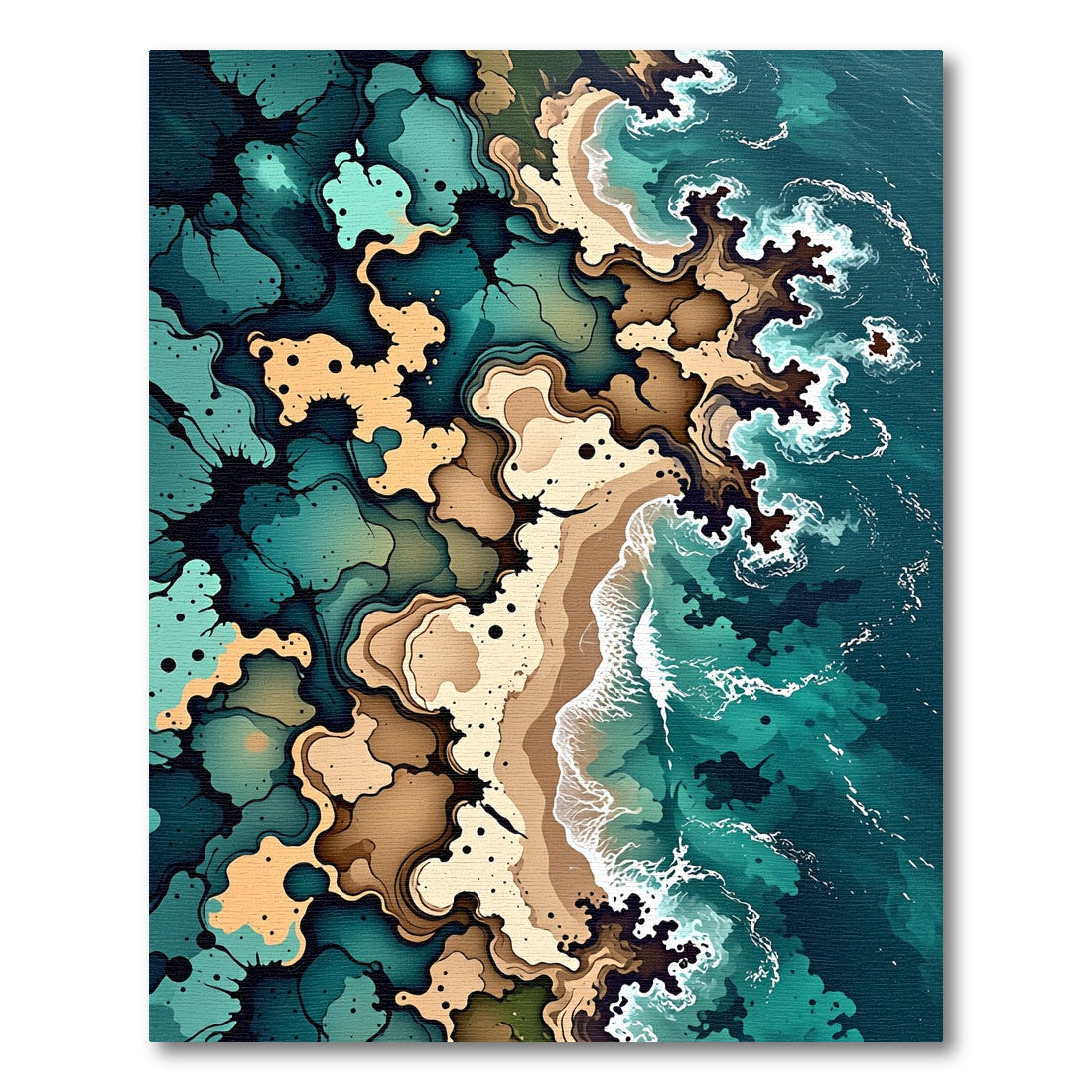 Abstract Coastal Flowing Teal Sand Rug