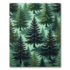 Dark Forest Green Pine Trees Rug