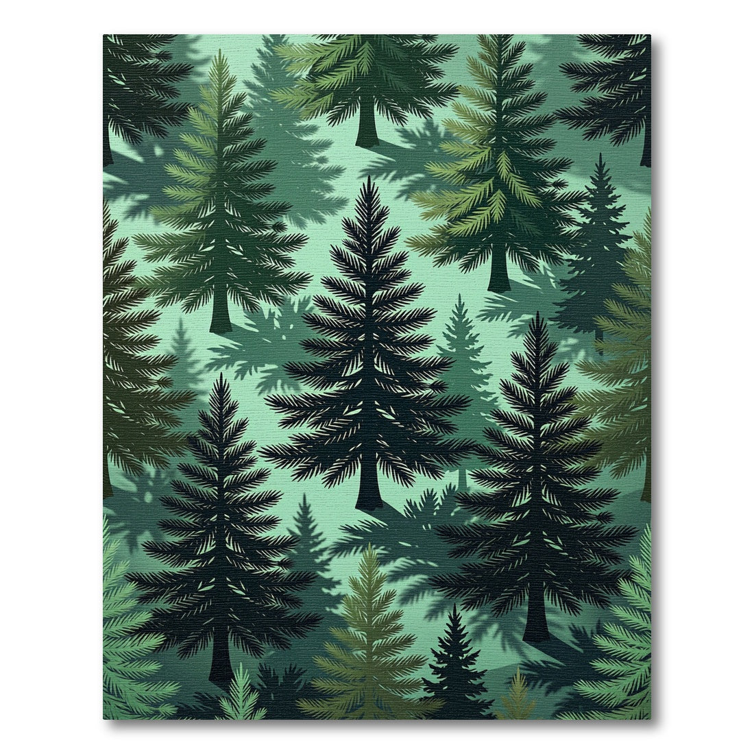 Dark Forest Green Pine Trees Rug