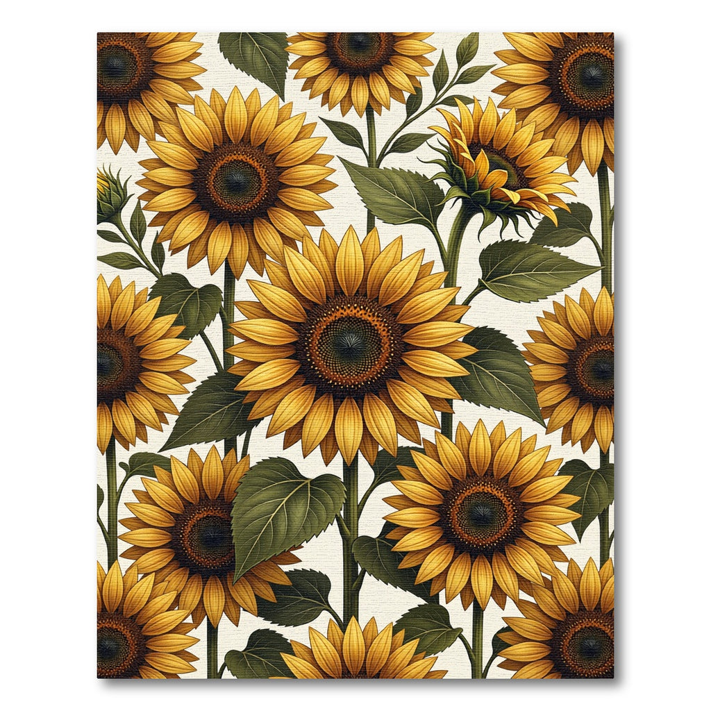 Radiant Golden Sunflowers on Ivory Canvas Rug
