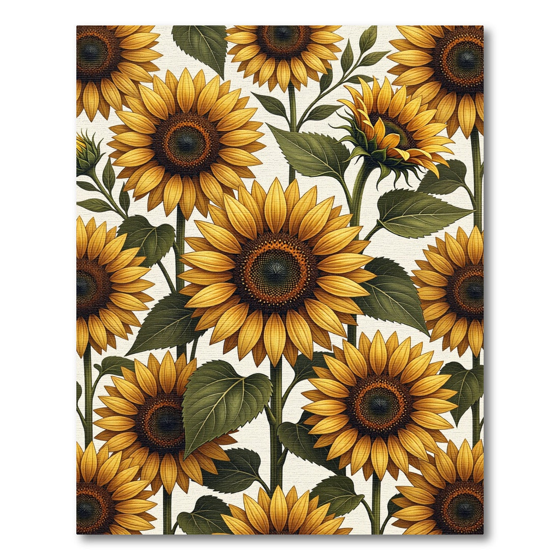 Radiant Golden Sunflowers on Ivory Canvas Rug