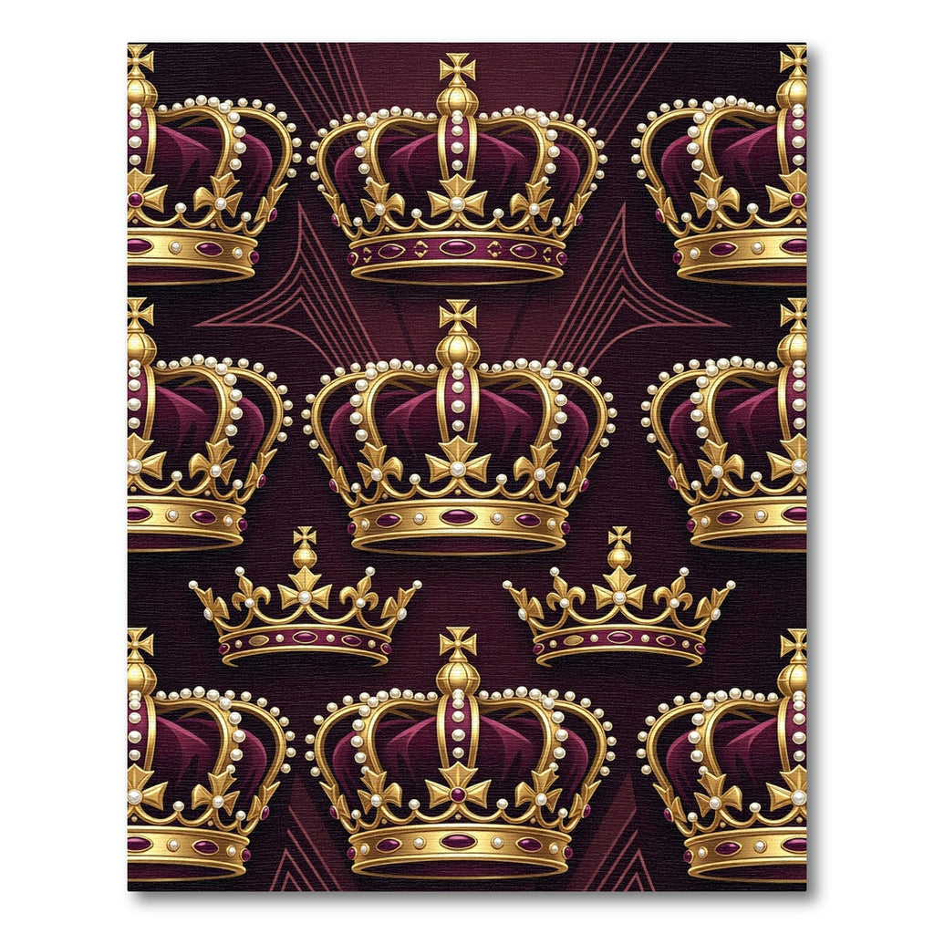 Regal Gold Crown Burgundy Damask Rug