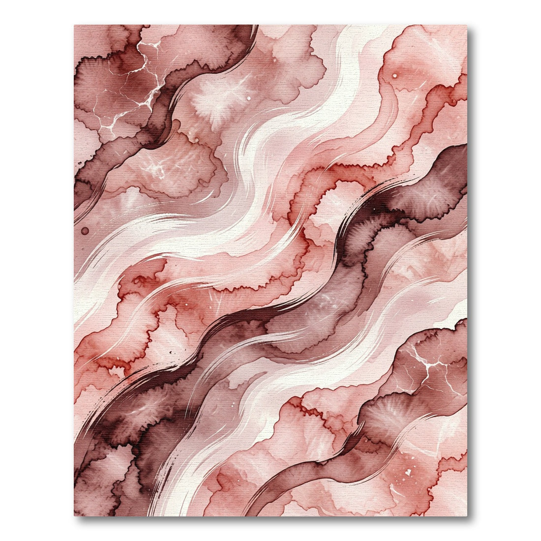 Abstract Blush And Burgundy Flowing Waves Rug