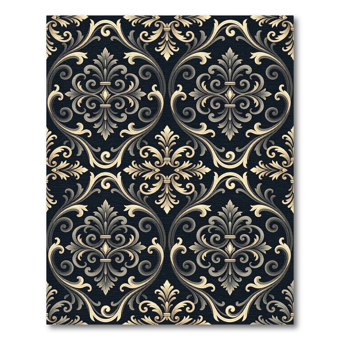 Classic Acanthus Scrollwork Dark Floral Rug