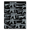 Monochrome Tactical Firearm Silhouette Arrangement Rug
