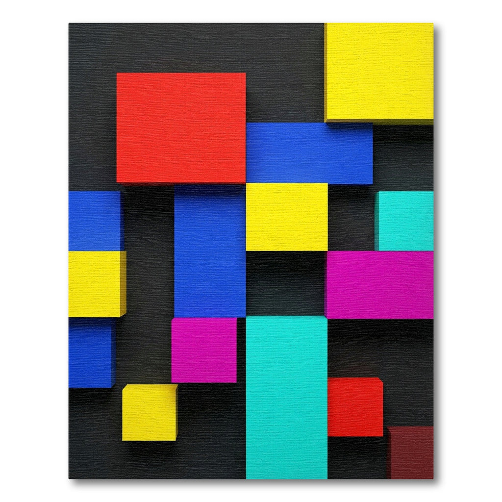 Vibrant Geometric Block Abstract Composition Rug