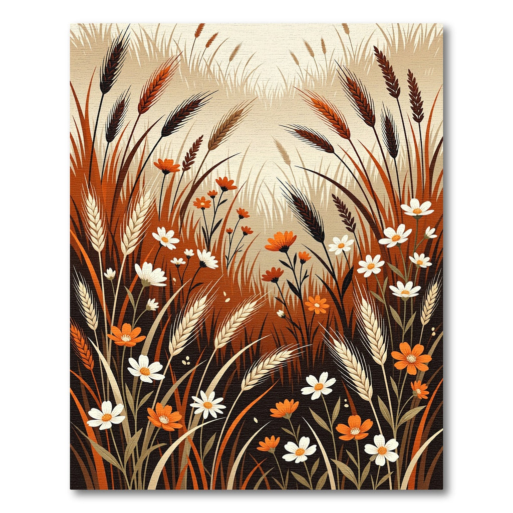Autumn Wheat Field Daisy Composition Rug