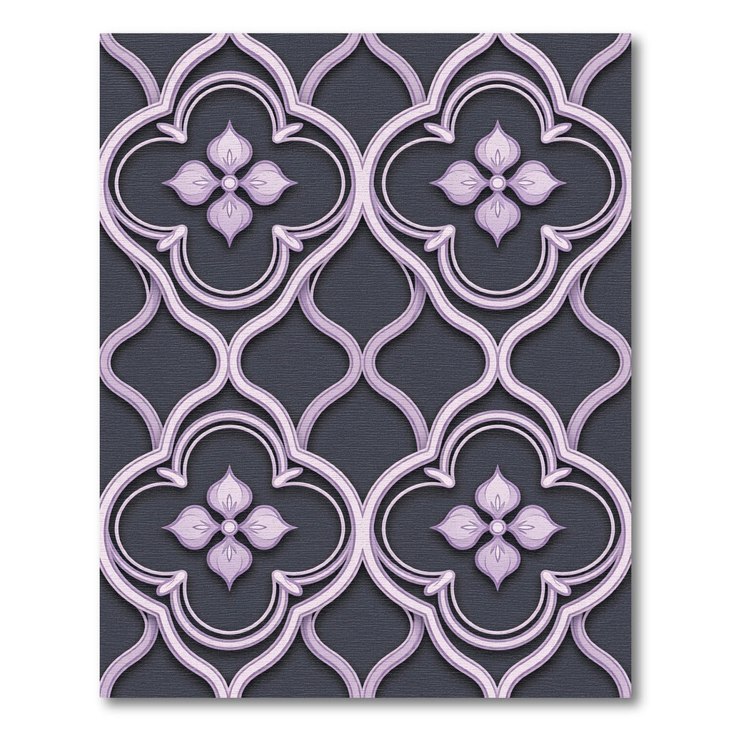 Lavender Damask Lattice Floral Ornament Rug