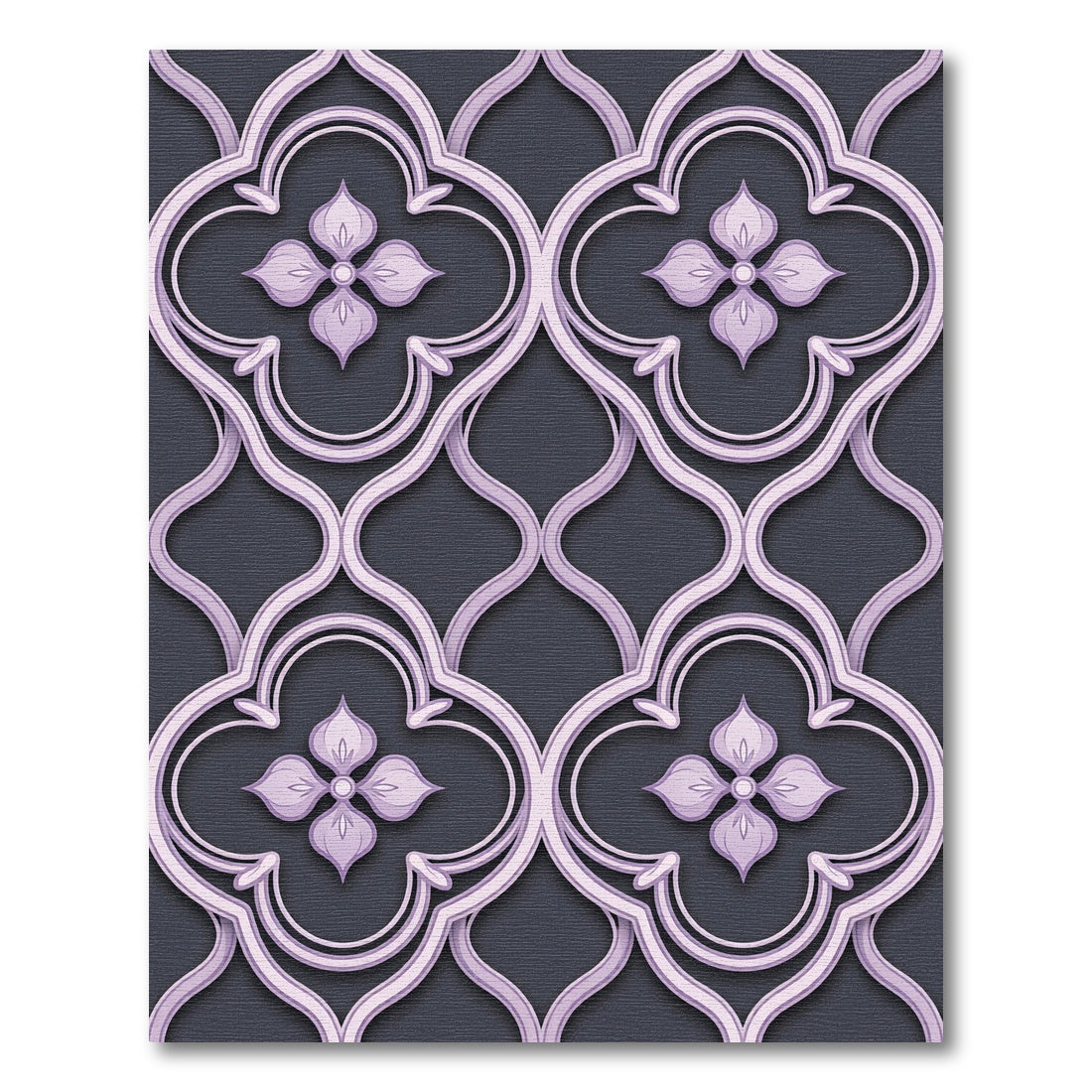 Lavender Damask Lattice Floral Ornament Rug