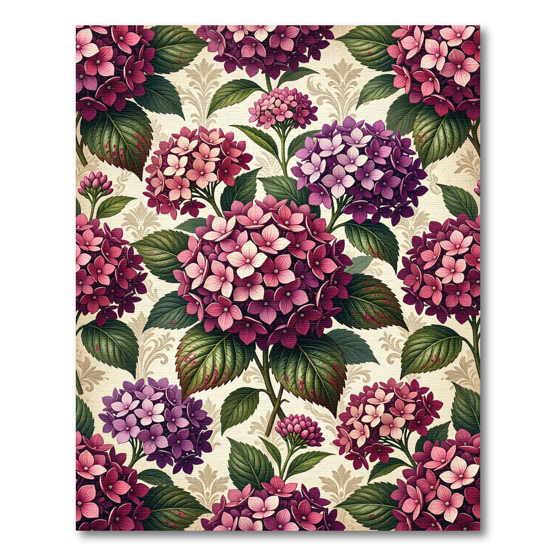 Elegant Magenta Hydrangea Floral Bouquet Rug