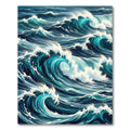 Surging Deep Blue Oceanic Wave Art Rug