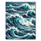 Surging Deep Blue Oceanic Wave Art Rug