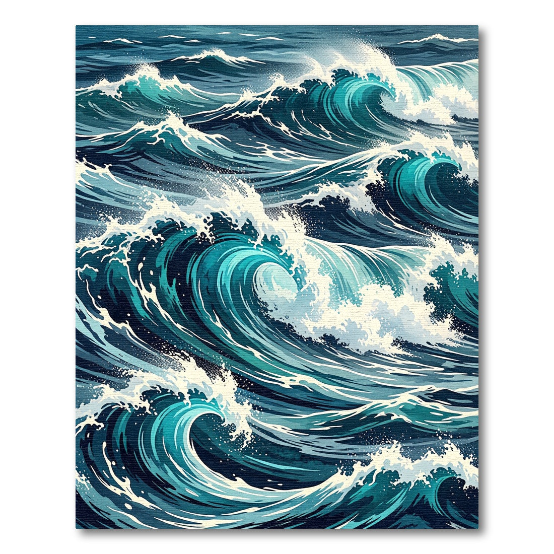 Surging Deep Blue Oceanic Wave Art Rug