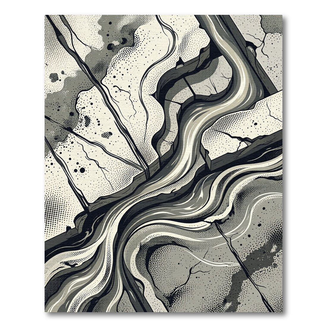 Monochrome Abstract Winding Lines Rug