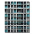 Architectural Teal Grid Structural Concrete Art Rug