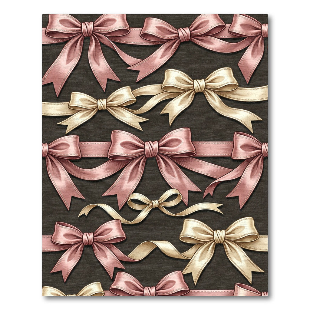 Elegant Pink and Cream Ribbon Bows Rug