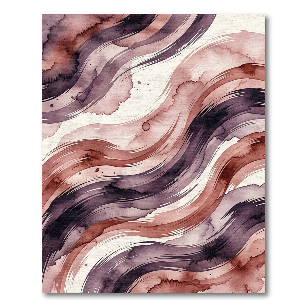 Elegant Abstract Burgundy Ink Wave Rug