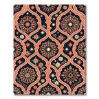 Coral And Navy Arabesque Medallion Rug